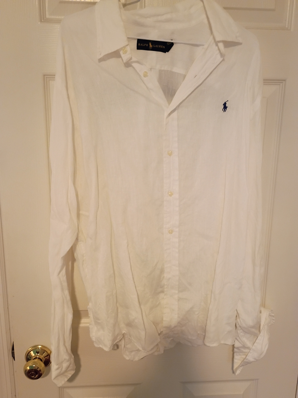 Ralph Lauren Men’s White Classic 100% Linen Lg Slv Shirt EUC XXL(Would Fit XL)